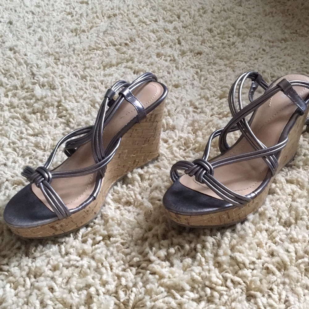 Pewter dress wedges